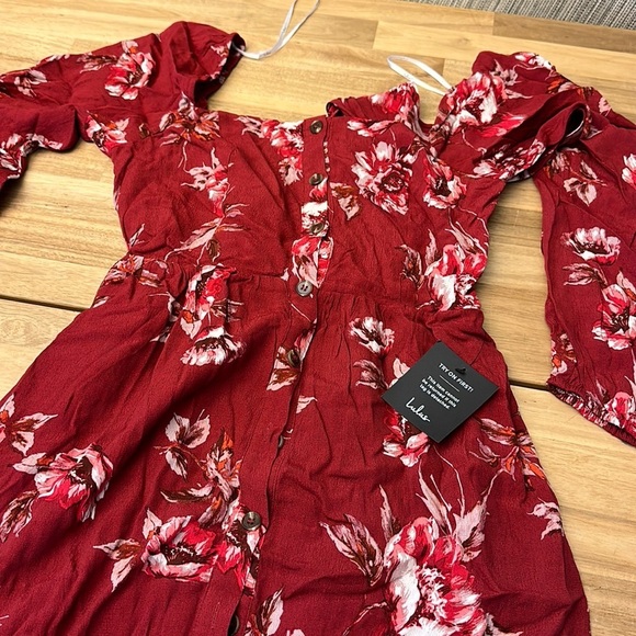 LULUS ⭐️ floral dress off the shoulder/ open back - Picture 4 of 6
